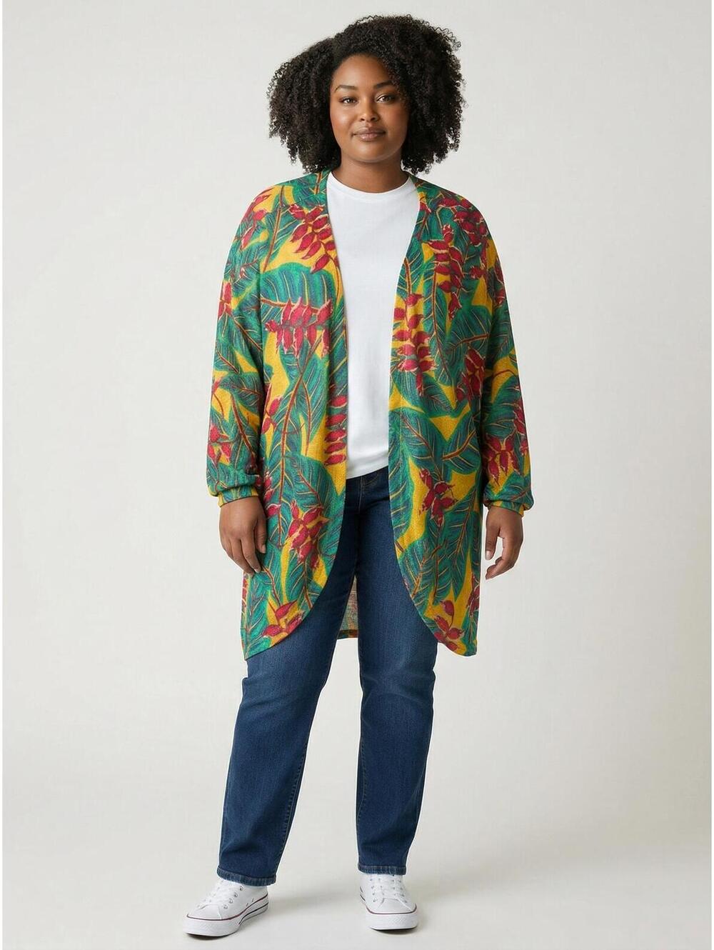 G.I.L.I. Kimono Shrug-M L XL 1X-Red Green Yellow